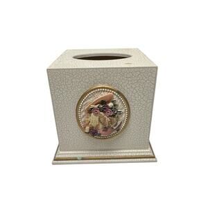 Vintage Crackle Tissue Box Cover Victorian Shabby Chic Bathroom Decor
